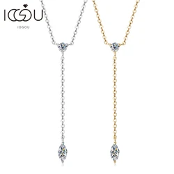 IOGOU Moissanite Y-Shape Necklaces for Women Marquise Cut 3x6mm & 3mm Round Cut Diamond Pendant Silver 925 Accessories Jewelry