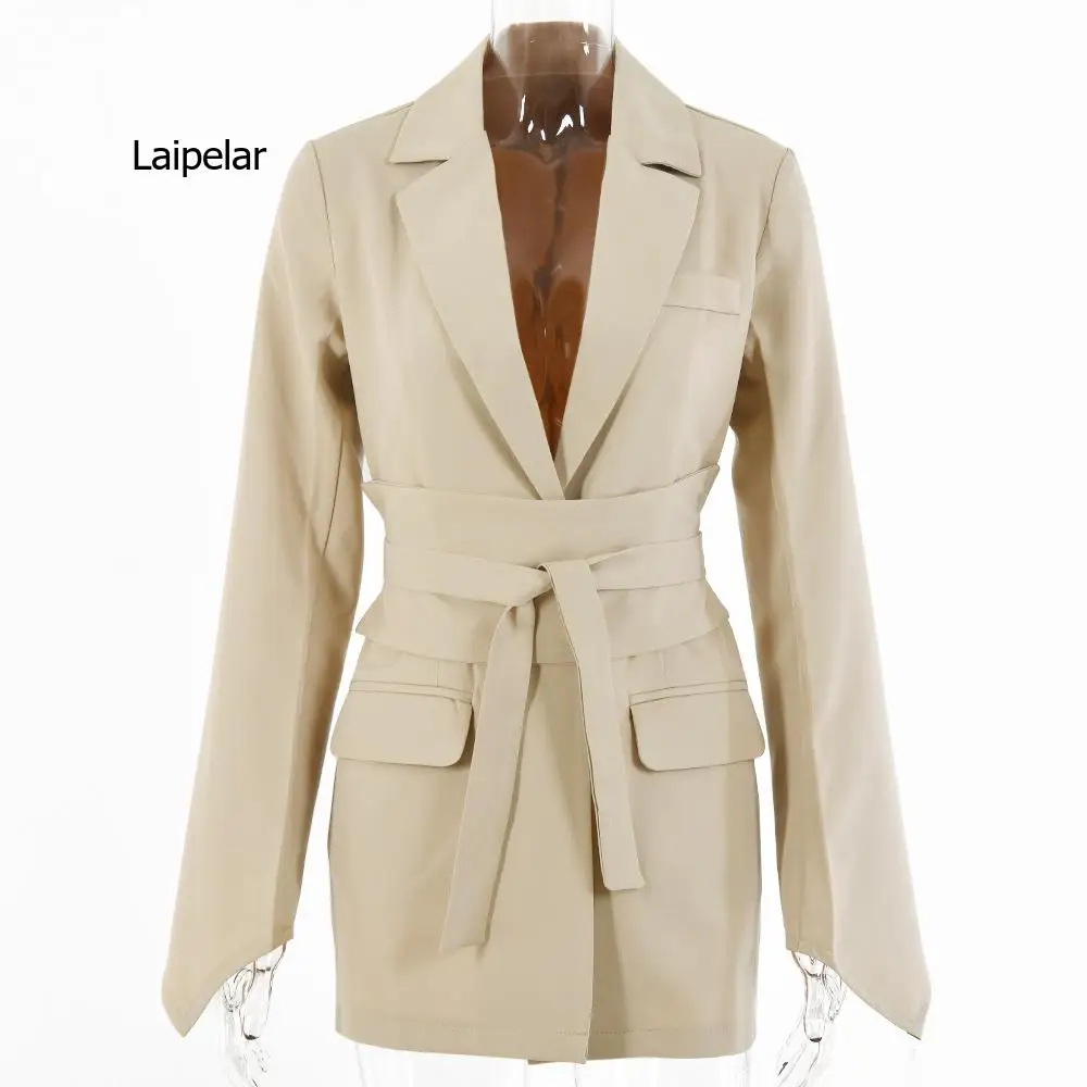 Women Spring Autumn Slim-fit Blazer Free Belt Cardigan Style Lace-up Belted Lapel Blazers 2022 Woman Black Office Work Suits New