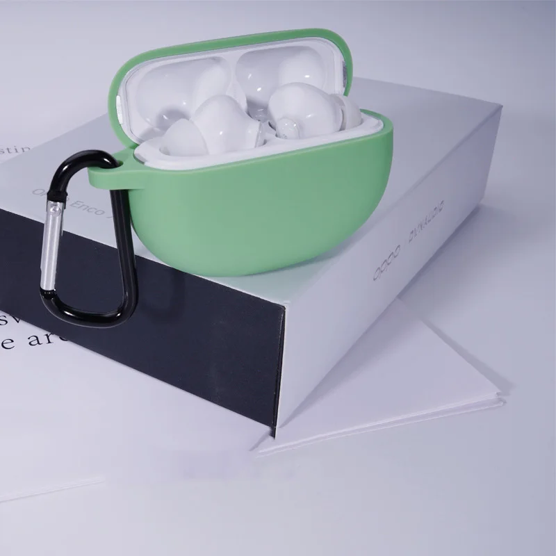 حافظة واقية من السيليكون لهاتف OPPO Enco X غطاء سماعة أذن لاسلكية مع خطاف