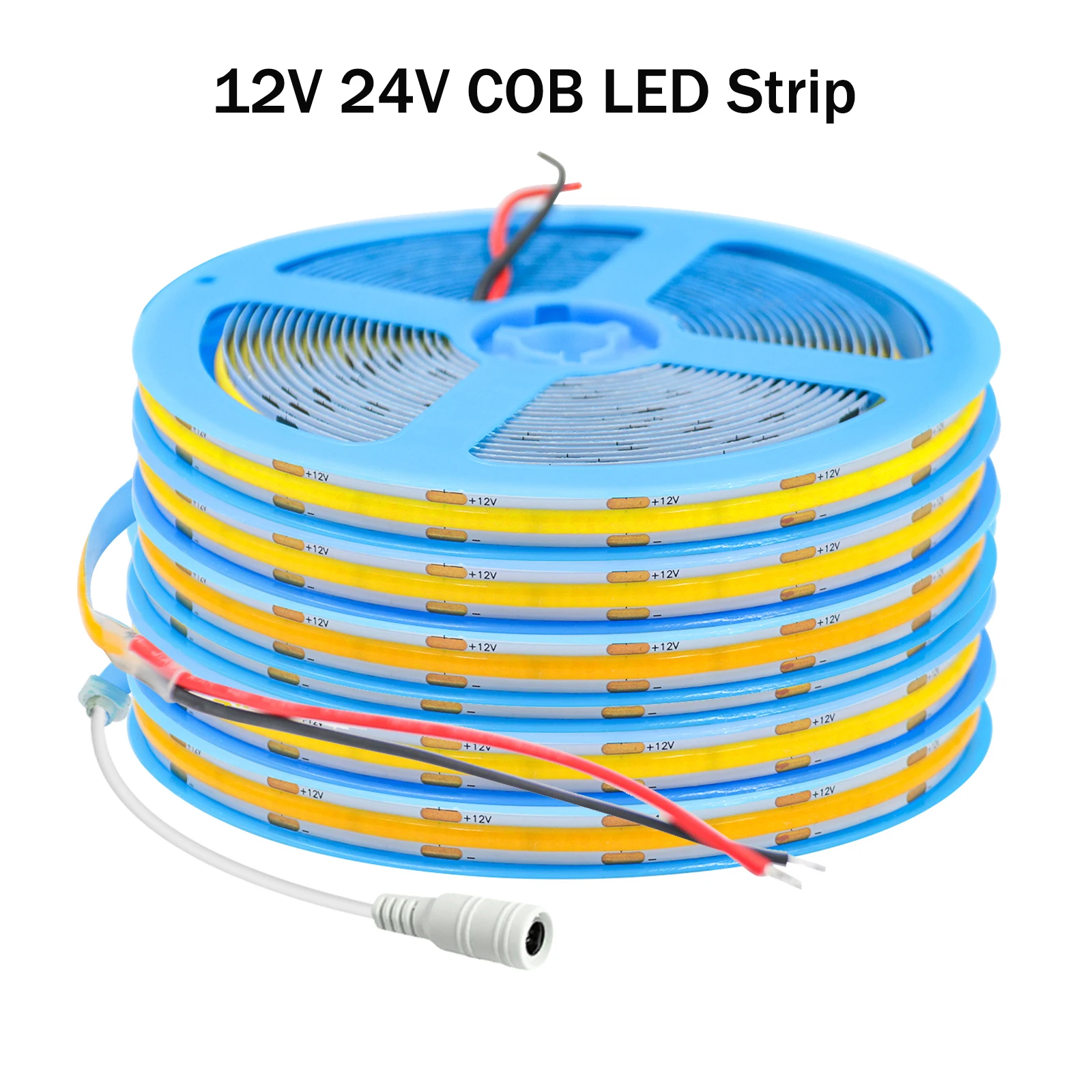 12V 24V COB LED Strip Light 320LEDs Flexible COB LED Lights High Density Linear Light with Adhesive White Warm Natural 5M 10M