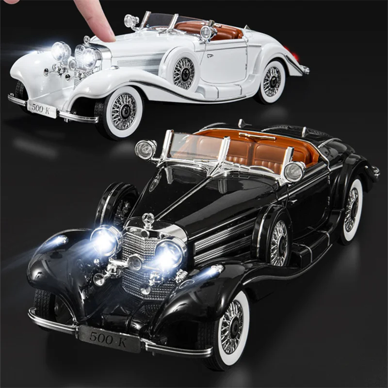 1:18 1936 500K Lega Vecchio Modello di Auto Fonde Sotto Pressione In Metallo Classico Retro Veicoli Modello di Auto Alta Simulazione Suono e Luce Giocattolo Per Bambini Regalo