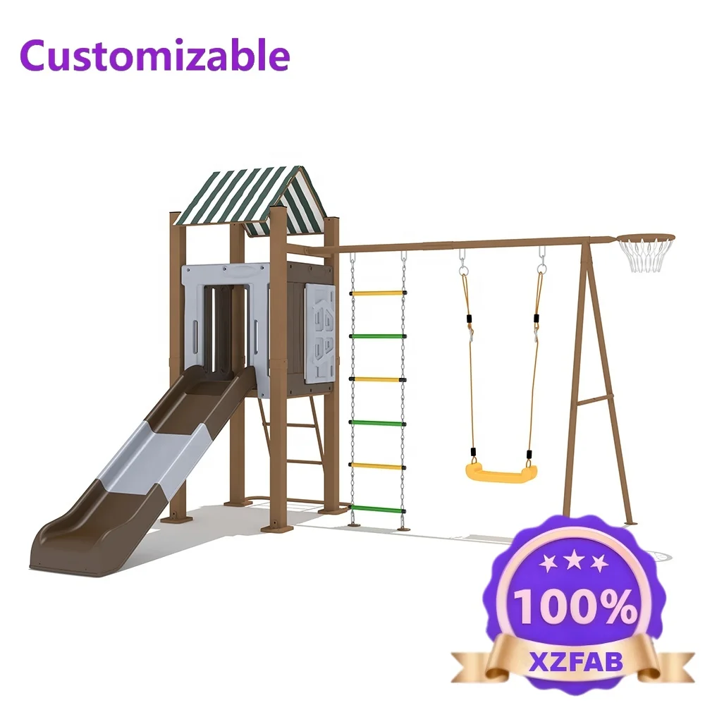 Factory Direct 2026 Children's Outdoor Playground Equipment,Kids Climber Playhouse with Slide and Swing Playsets