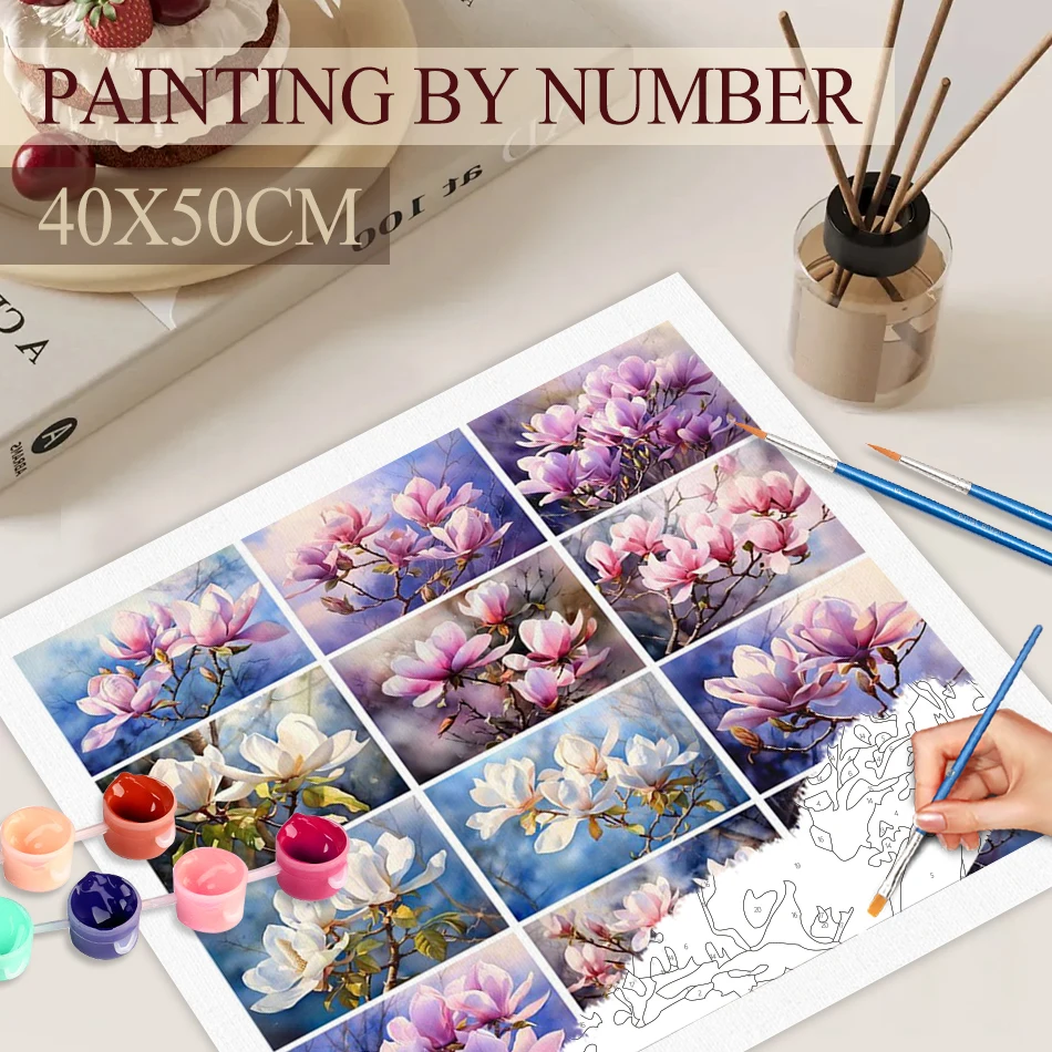 

PhotoCustom Diy Painting By Numbers Flower Coloring On Numbers For Adults Home Decors Paint Kit Handmade Diy Gift For Beginner