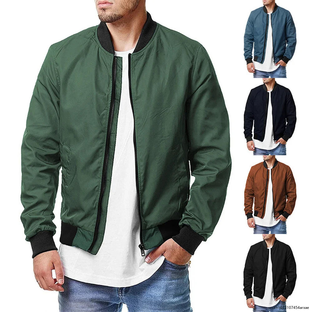 

2023 Jacket Men Windbreakers Zipper Coats Spring Autumn Men Soild Color Jacket Men Fashion Outerwear Bomber Casual Jakcets