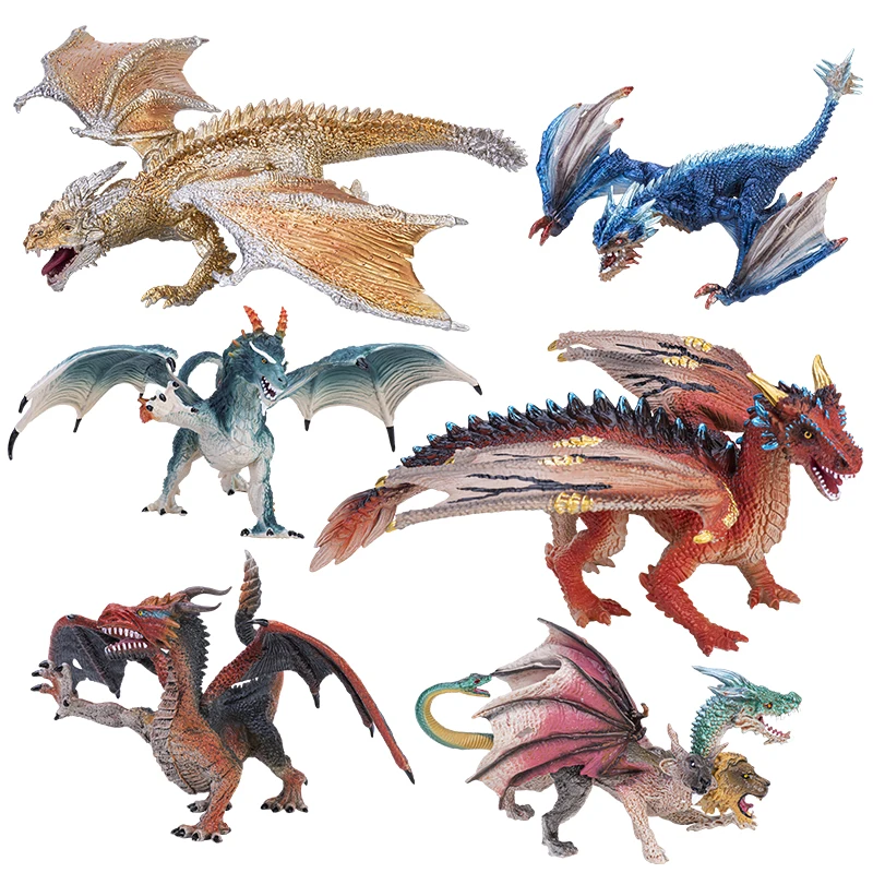 لعبة على شكل ديناصور للأطفال ، نموذج التنين السحري الذهبي ، أساطير الوحش ، محاكاة الحيوانات الوحش ، مجموعة علب ، هدية أصلية