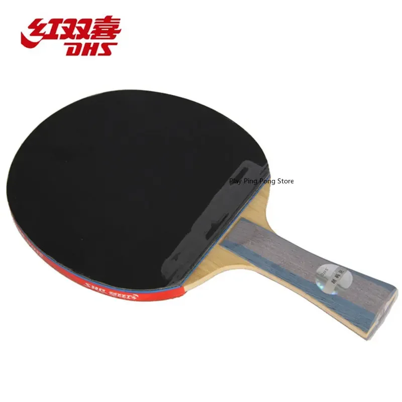 Dhs 6 estrelas 6002 6006 raquete de tênis de mesa com furacão 8 e arco de lata borracha fl alça shake segurar bastão de ping pong com bolsa