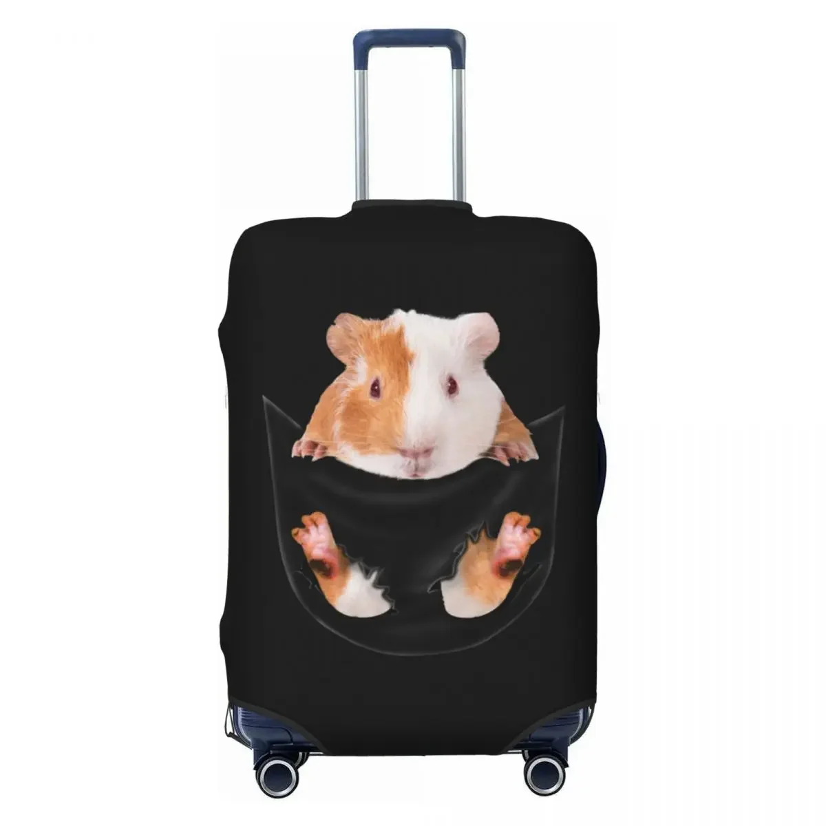 

Funny Guinea Pig In Pocket Suitcase Cover Dust Proof Pet Owners Travel Luggage Covers for 18-32 inch