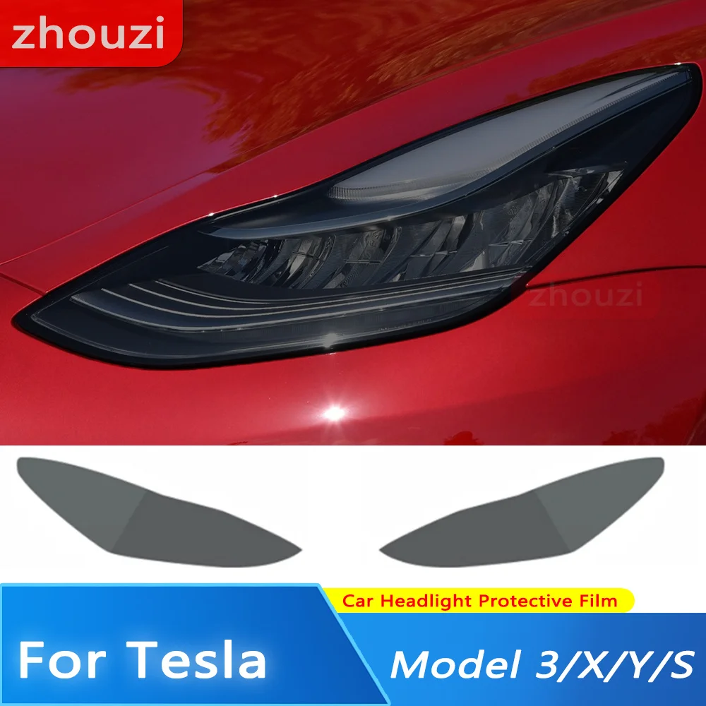 Tinte de faro de coche Tesla Model 3 X S Y, película protectora de luz trasera negra, pegatina transparente de TPU, accesorios, 2 uds.