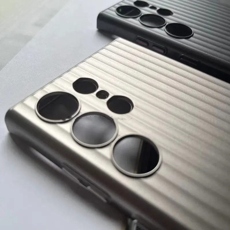 Ultra thin metal grating pattern phone case for Samsung Galaxy S23 Ultra S23+ Plus titanium gray shockproof matte hard cover