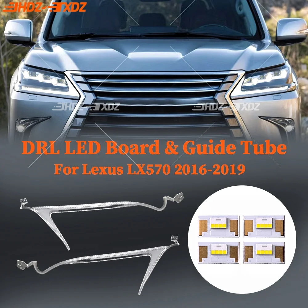 

White Angel Eyes DRL Boards LED Headlight DRL Tube Acrylic Daytime Running Light Guide Tubes Strip For Lexus LX570 2016-2019