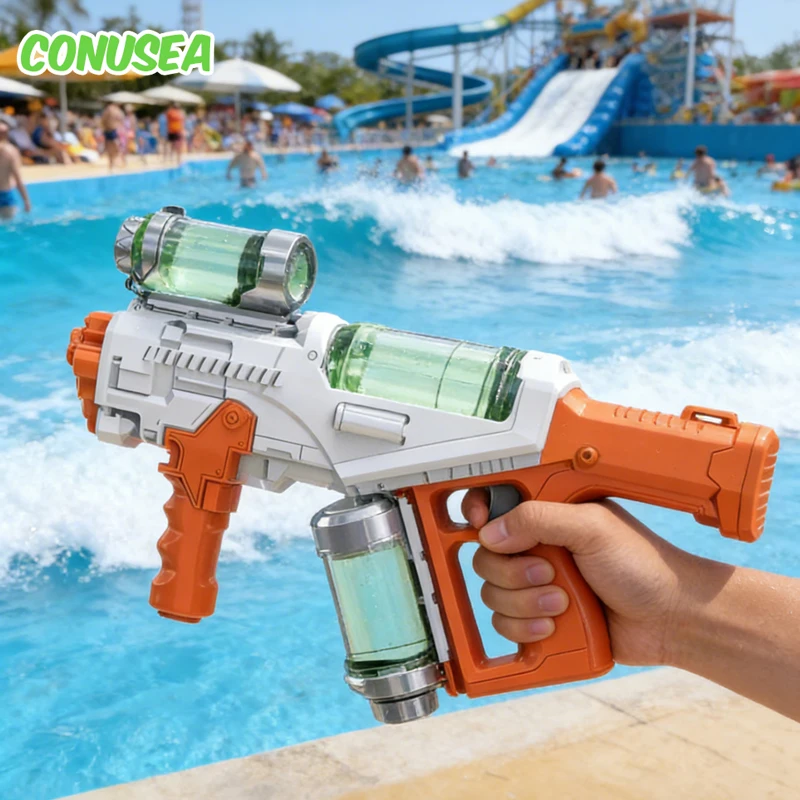 電動水鉄砲-子供用屋外ゲーム-自動水鉄砲-遊び用銃-大容量-ライト付き-キッズプールおもちゃ-男の子向け
