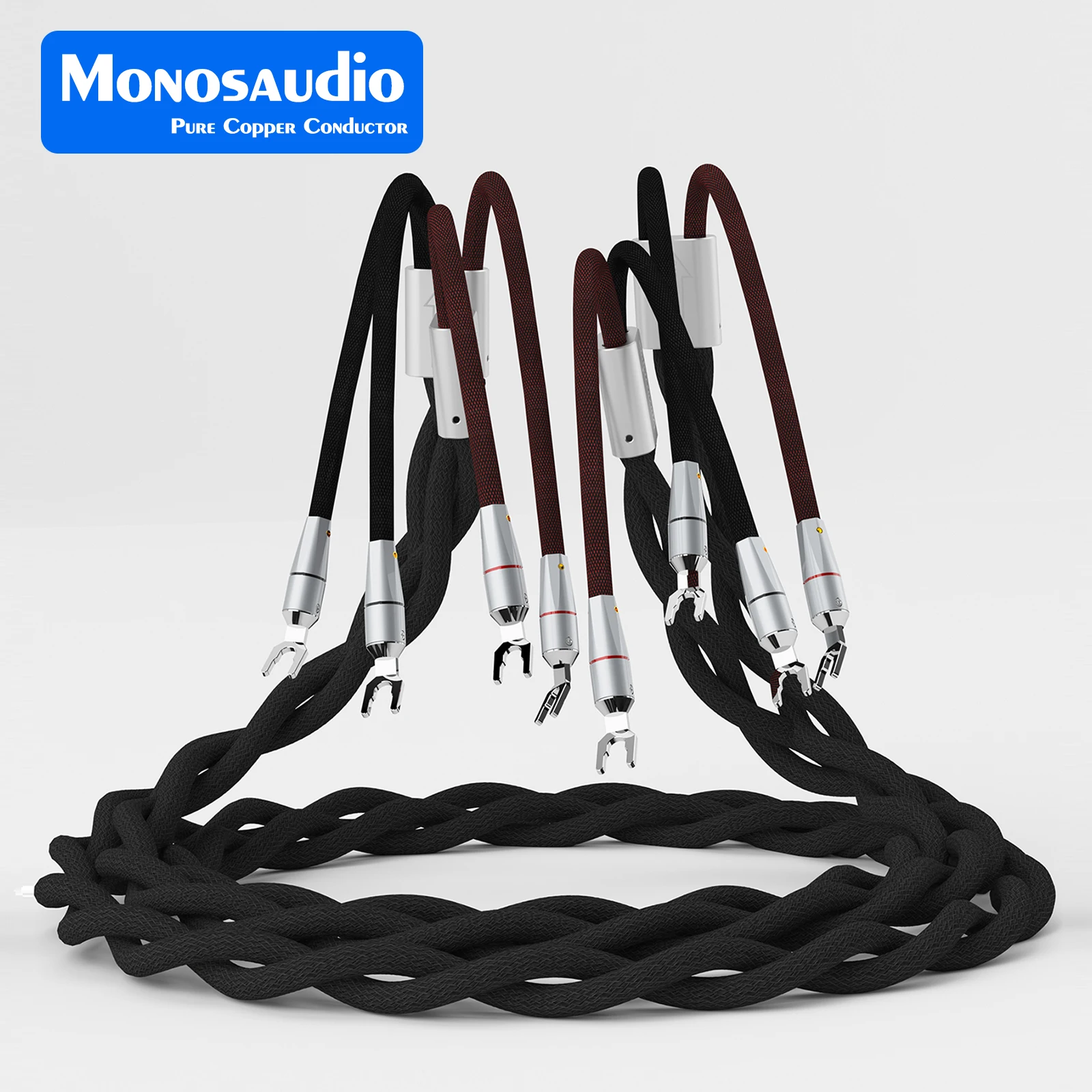 Monosaudio S803S2R Speaker Cable Multiple OCC Copper Silver Plated 8Cores Conductor Loudspeaker Wire Braid