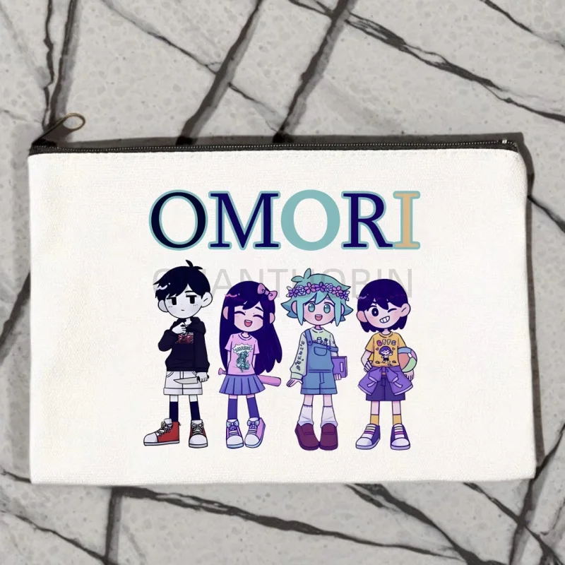 Omori Game Anime Funny Storage Zipper Bag Canvas Cosmetic Bags Travel Perfume Lipstick Pouch Wallet Gift for Knitting