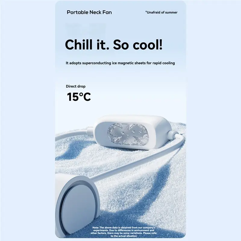 KEOL-Neck Fan With Cold Compress Function Outdoor Travel Sport Wearable Mini Hanging Neck Fan 3Gear Wind