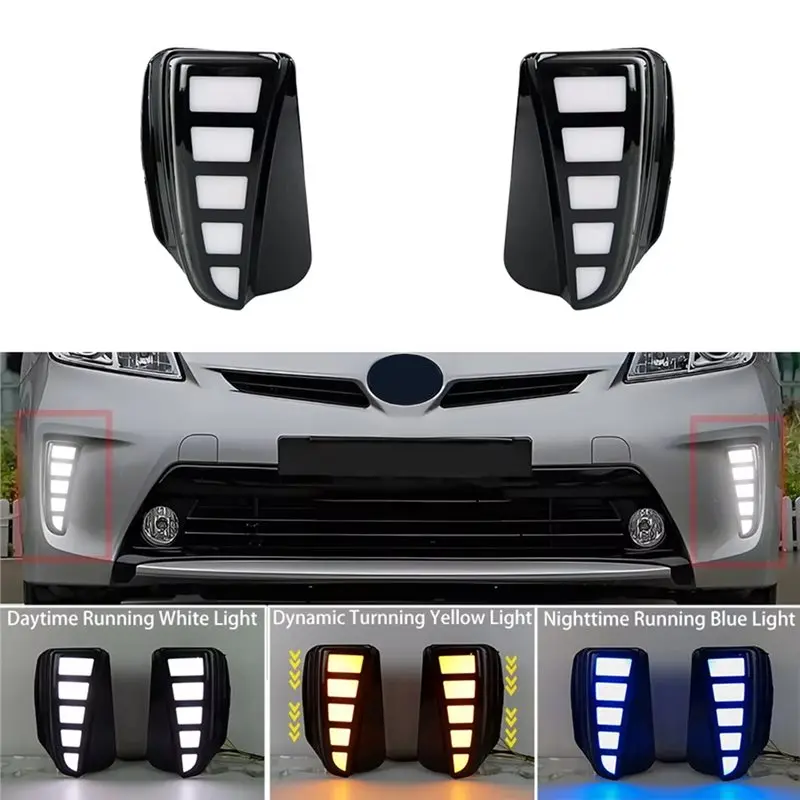 A60E-LED Daytime Running Light Fog Light Front Turn Signal For Toyota Prius 2012-2015 DRL Accessories