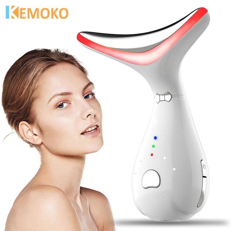 

Neck Facial Beauty Device EMS Facial Neck Lifting 3 Colors LED Photon Skincare Skin Tighten Reduce Double Chin Skin Care Tools