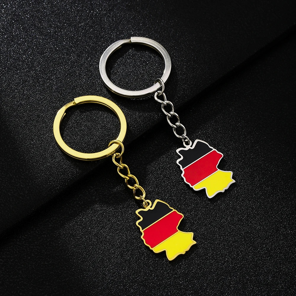 Stainless Steel Deutschland Map Flag Key Chain Popular Ethnic Style Germany Men Womnen Maps Keying Jewelry Gift