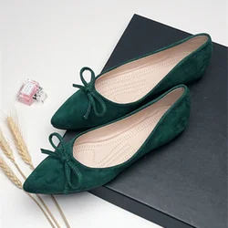 Lady 2023 New Arrivals Flats Bow-Knots Royal Blue Green Purple Slip-On knot Sewing Flock Chaussure Sweet Ballet Moccasines 48-32