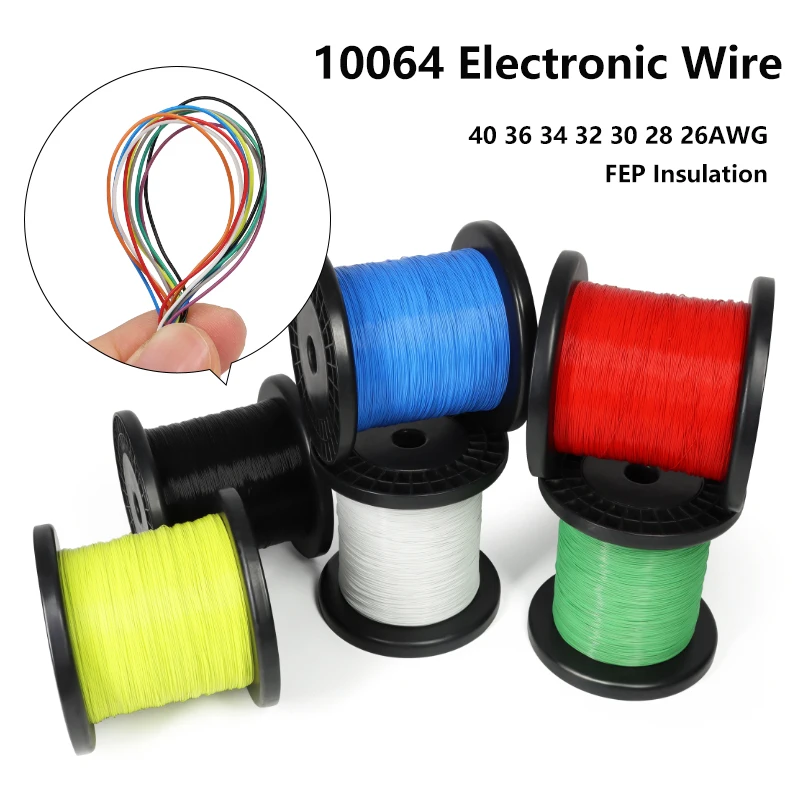 10064 FEP Micro Wire 40 36 34 32 30 28 26 AWG FEP Insulation High Conductivity Ultra Fine Tinned Copper Cable DIY Soldering