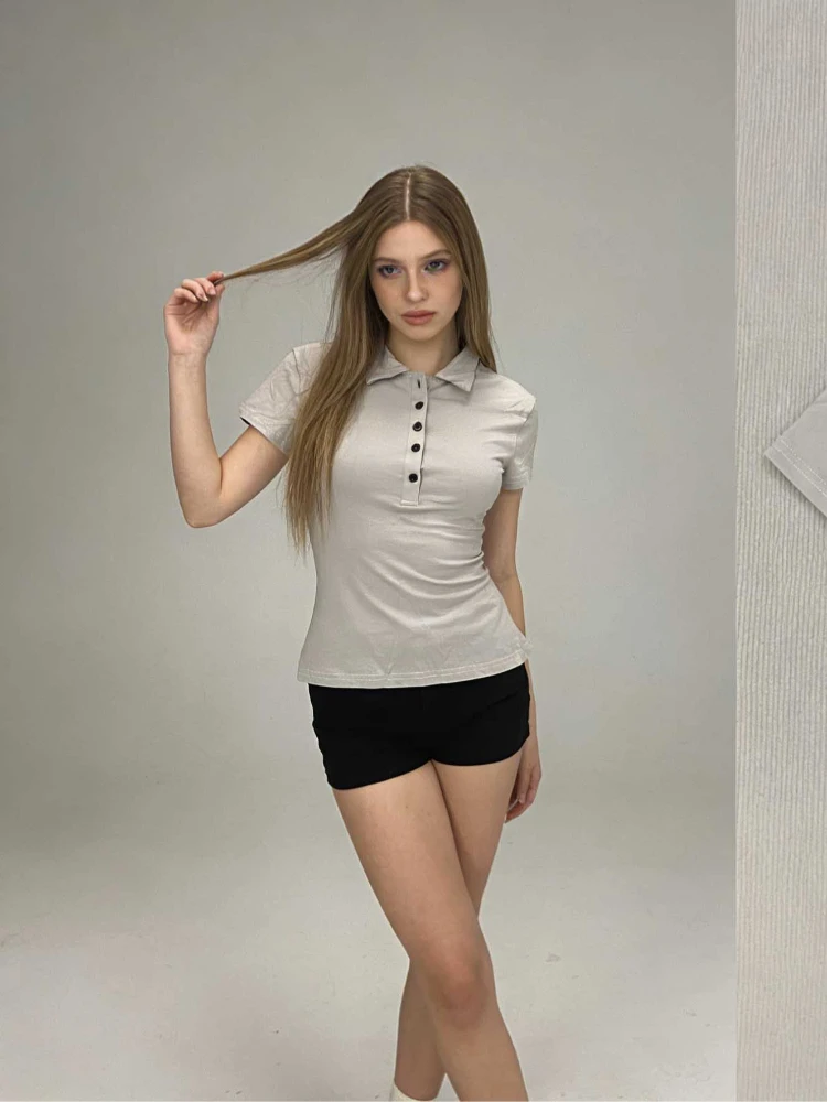 Women's Slim Fit Polo Shirt Short Sleeve Button Placket Casual Basic Top Minimalist Aesthetic Streetwear Summer Daily Office T-S