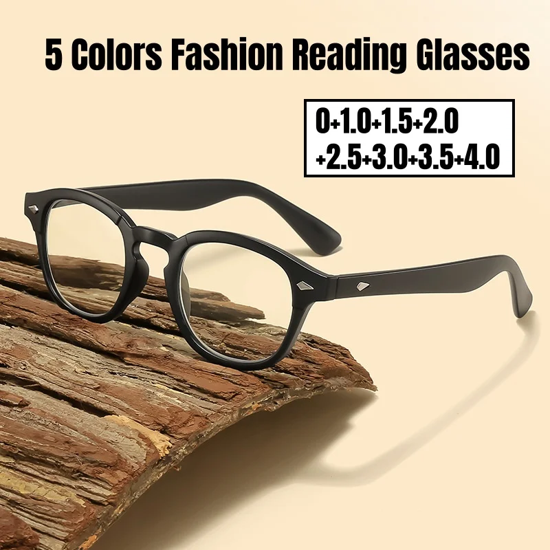 

5 Colors Vintage Reading Glasses Trendy Oval Frame Presbyopia for Men Women Lightweight Stylish Far Sight Eyeglasses 0+1.0+4.0