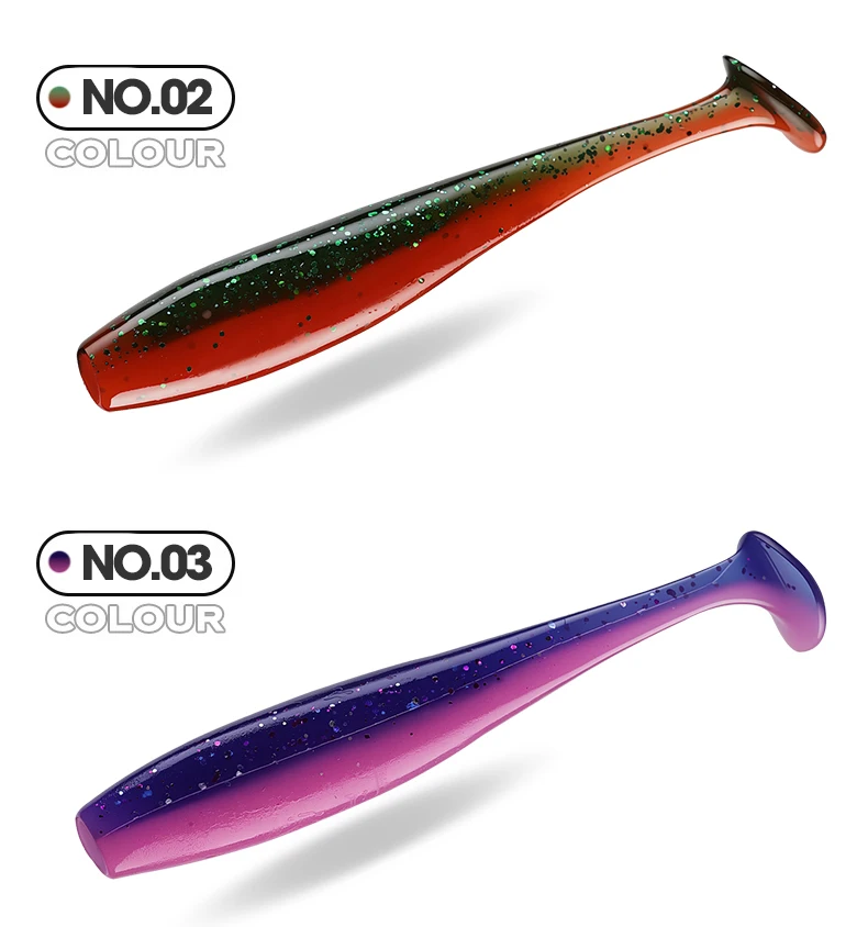 TAIYU 10 Stück/Set T-Tail-Wurm-Weichköder, zweifarbig, 5-7 cm, künstliche Silikon-Weichköder mit Geruchsverstärkung für Barsch-Angeln, Wobbler – Detail 13