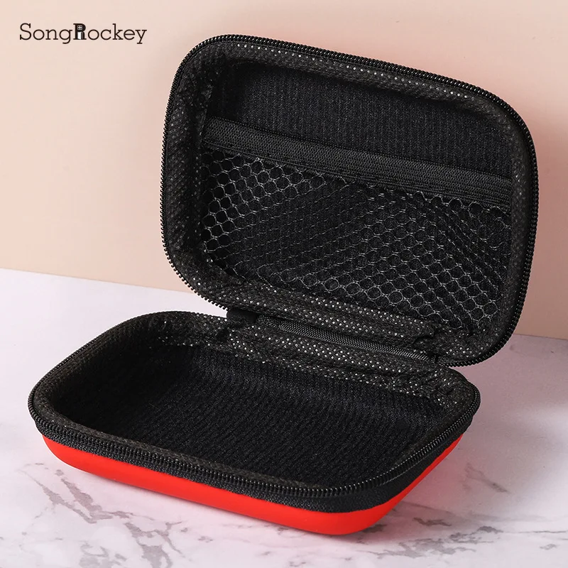 Headphone Bag Mobile Phone Data Cable Charger Storage Box Organize Coin Wallet Solid Color Simple Storage Accessories