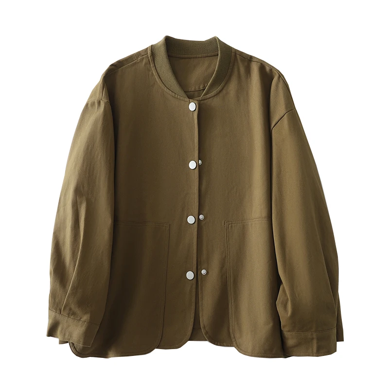 Abbigliamento da lavoro in cotone autunno inverno Jaet Colletto alla coreana con design a fiocco di neve da donna Top in puro colore con grandi kets Faionable