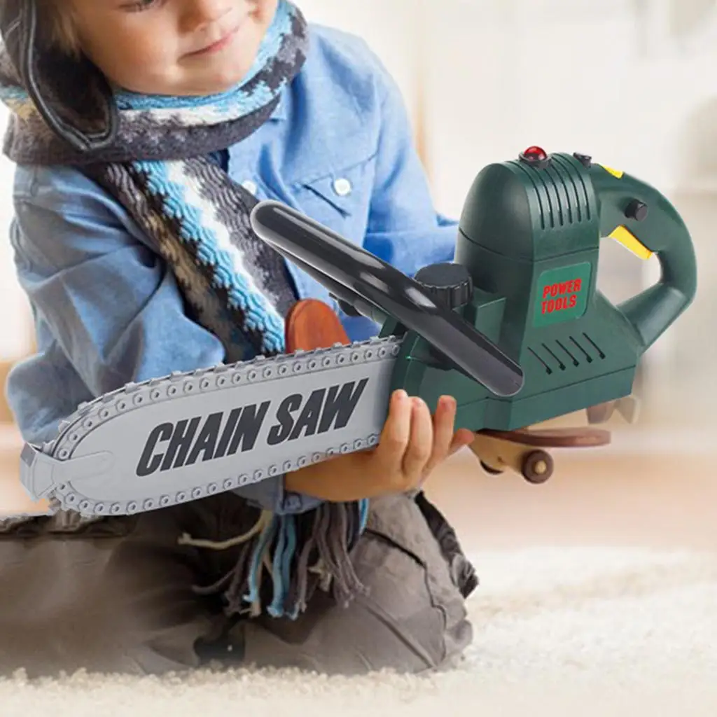 Electric Toy Chainsaw for Kids Preschool Tool Kit Rotating Chain Mechanic Play Tools for Home Repair
