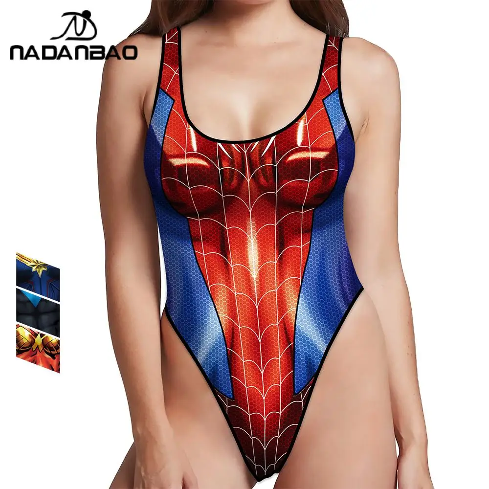 Nadanbao Cosplay Superhero Women Swimsuits Sexy Surfing Movie 3D Printed Swimwear Sleeveless Bathing Suits Slim Beachwear