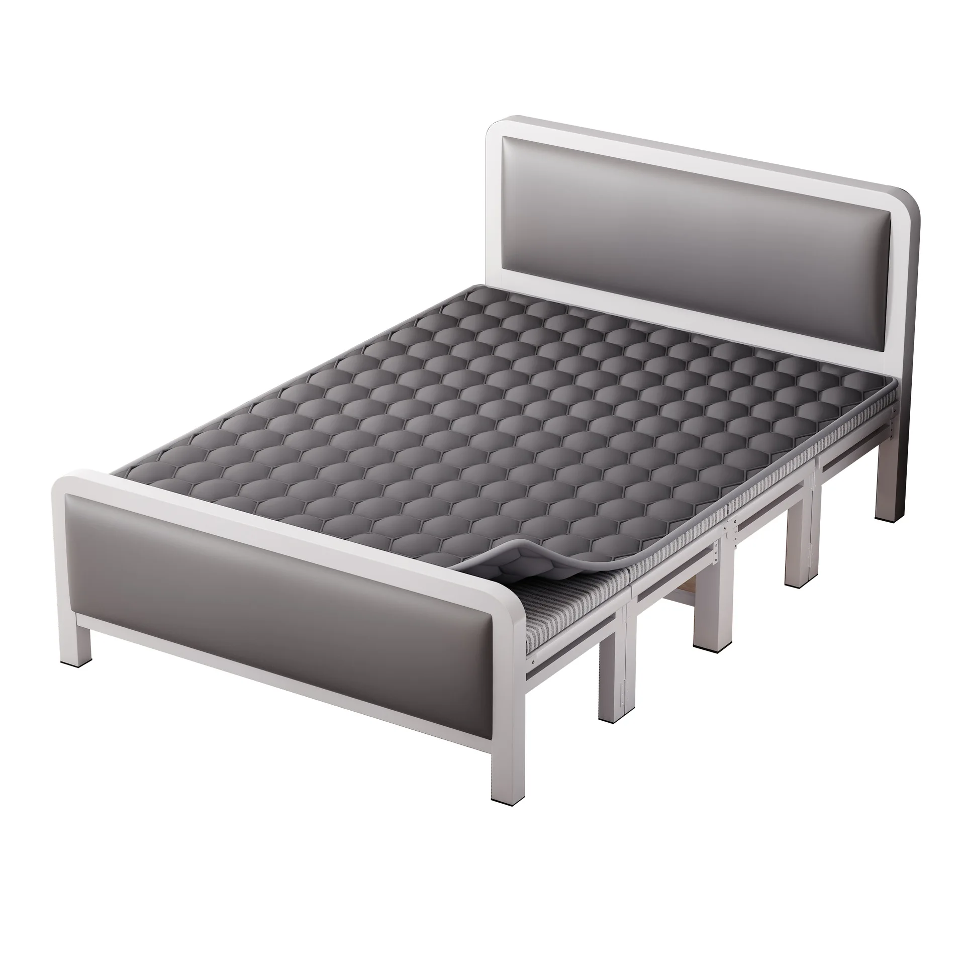 

Single household simple four fold iron bed, office nap camp bed