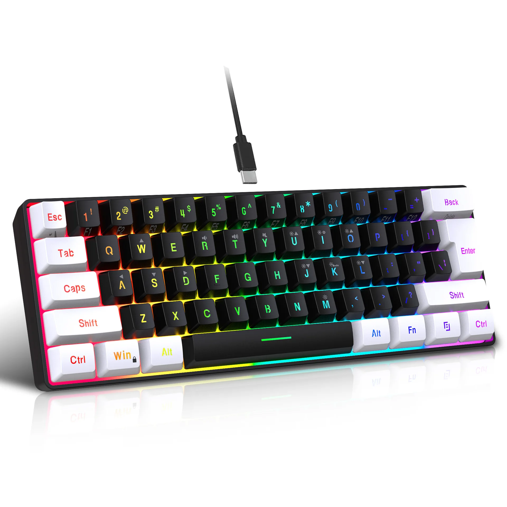 

60% Gaming Keyboard, Wired RGB Backlit Mini Keyboard, Ultra-Compact Anti-Ghosting No-Conflict 61 Keys Membrane Gaming Keyboard