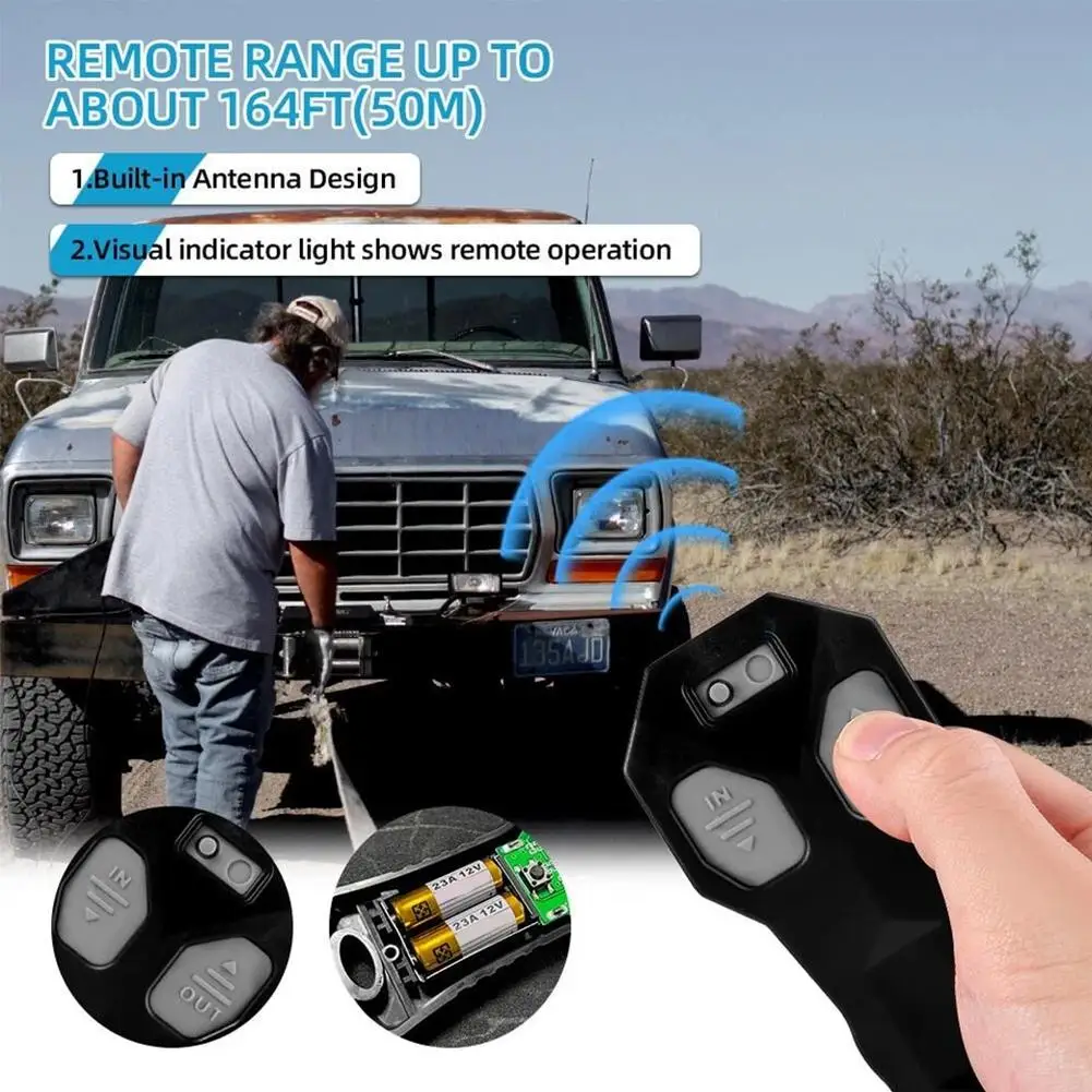Wireless Winch Remote Control Kit 9‑30V 12V 24V Handheld Key Fob Controller Receiver For ATV UTV Truck Off‑Road Winch