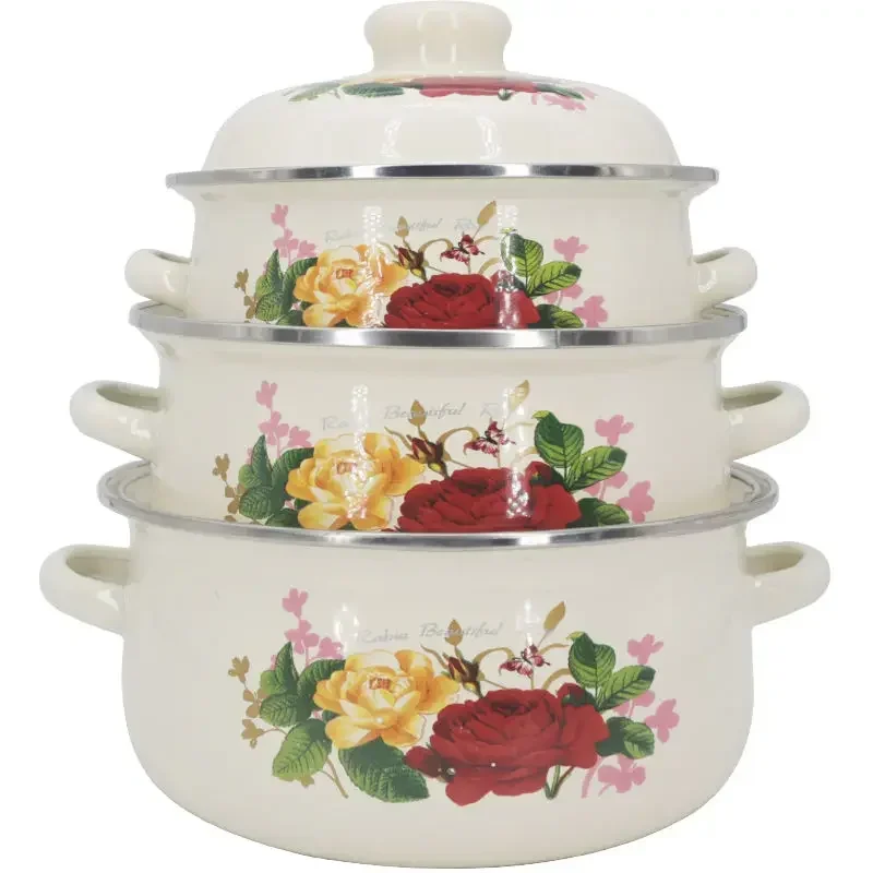 

Суповая кастрюля, тушеная кастрюля, трехсекционная эмалированная утолщающая сковорода для супа, кипящая кастрюля для супа, горячая кастрюля Ollas De Cocina