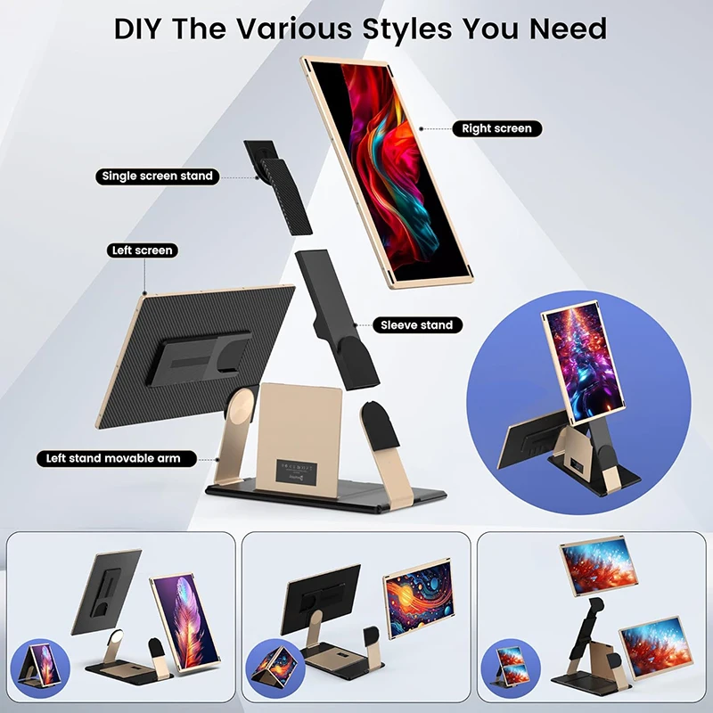2025 الاتجاه الجديد شاشات LCD مزدوجة الشاشة S6 المحمولة 15.6 بوصة IPS لوحة C 360 ° موسع شاشة الكمبيوتر المحمول القابل للفصل بنفسك #3