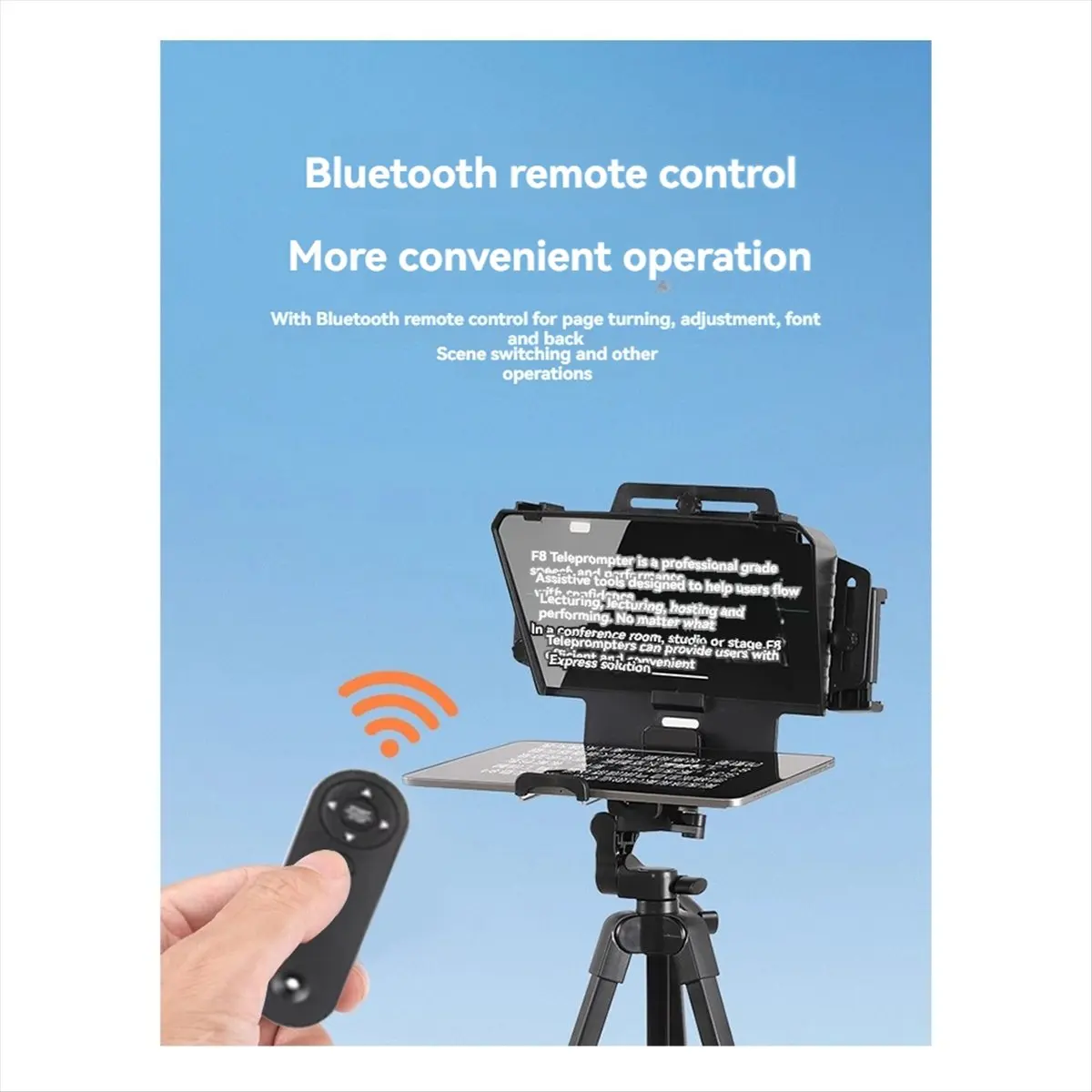 belong F8 Universal Teleprompter for Tablets Laptops Smartphones Cameras for Live Streaming and Recording with Large Screen