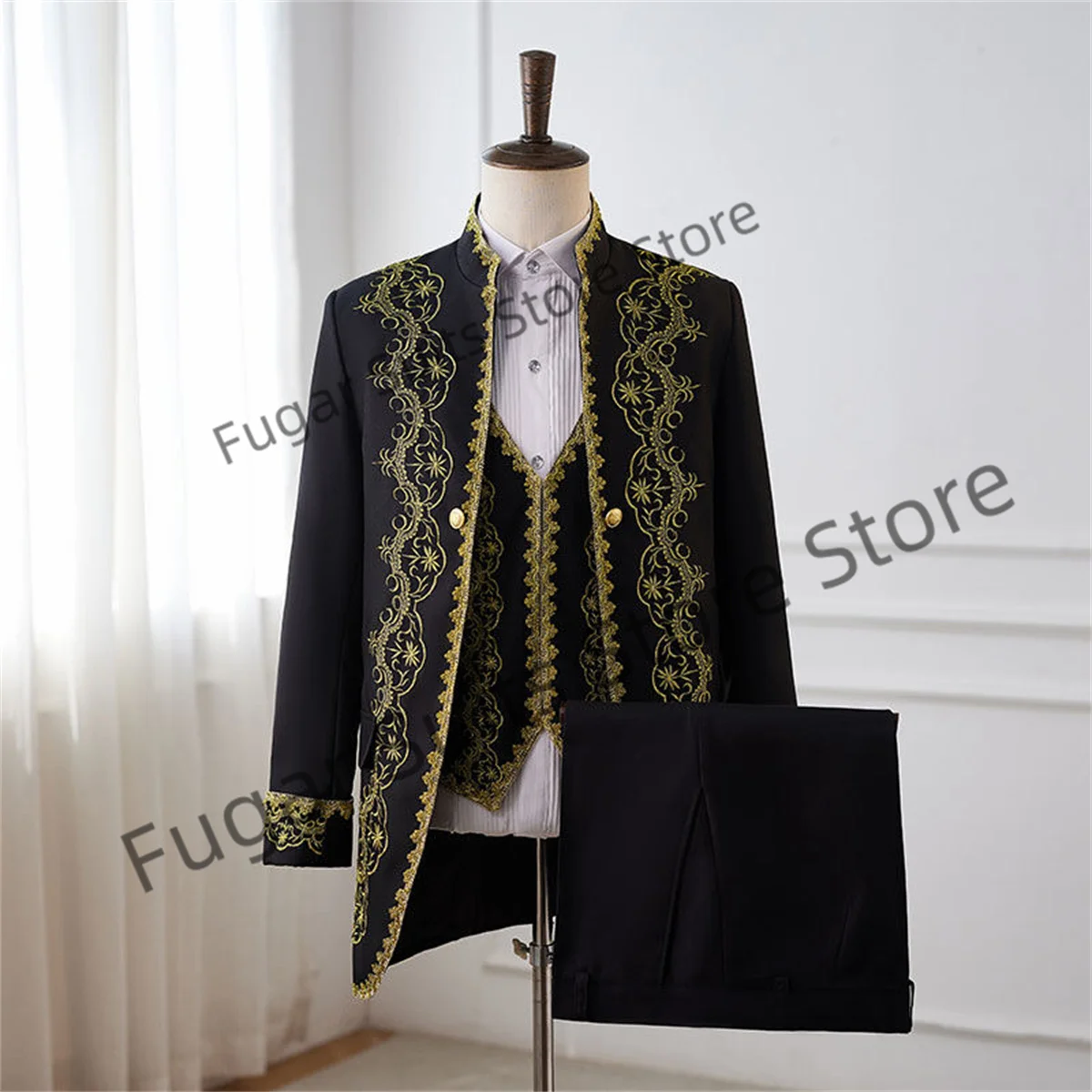 

Luxuly Black Jacquard Wedding Suits For Men Slim Fit Groom Formal Tuxedos Prom Party 3 Pieces Sets Trajes Elegante Para Hombres