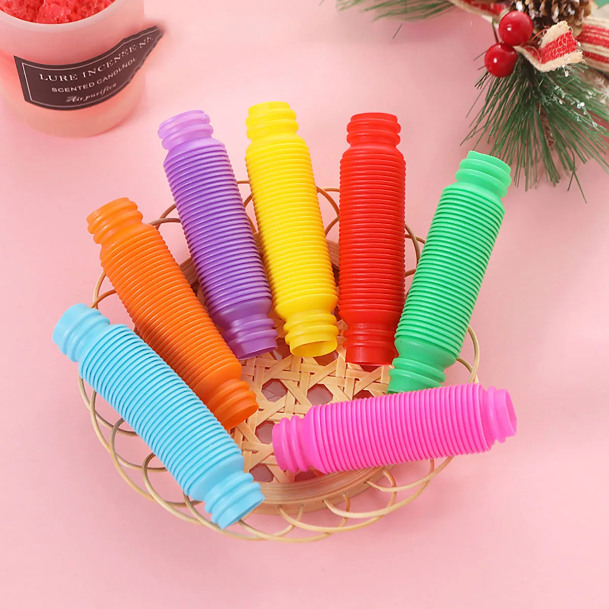 10-30PCS Colorful Telescopic Tubes Fidget Toys Plastic Sensory Pop Tubes Stress Relief Toys Adults Decompression Kids Toys Gifts view 5
