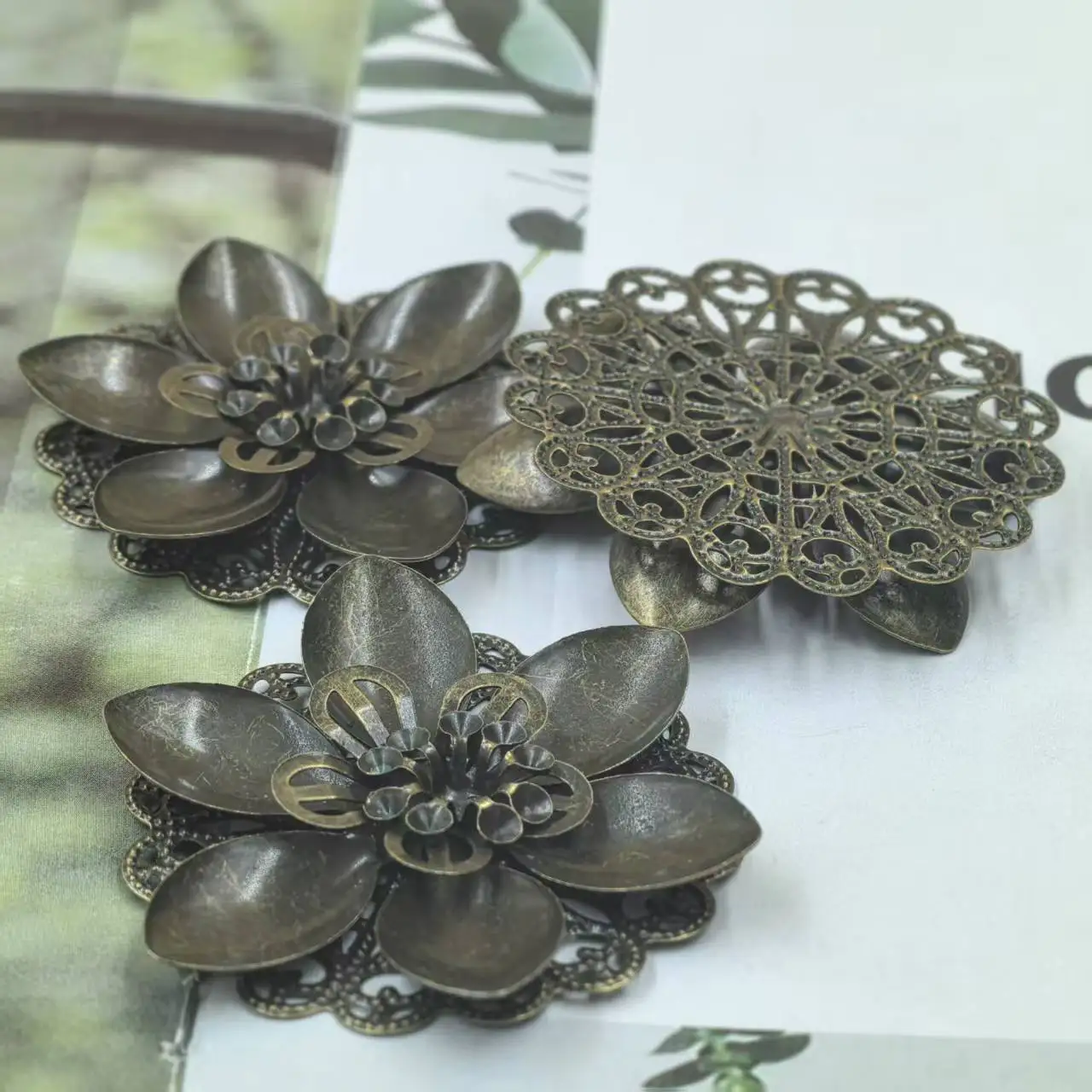 100PCS New Charm Connectors Pendants Flower Handmade Crafts Jewelry Accessories Creative Ethnic Style Headwear Supplies