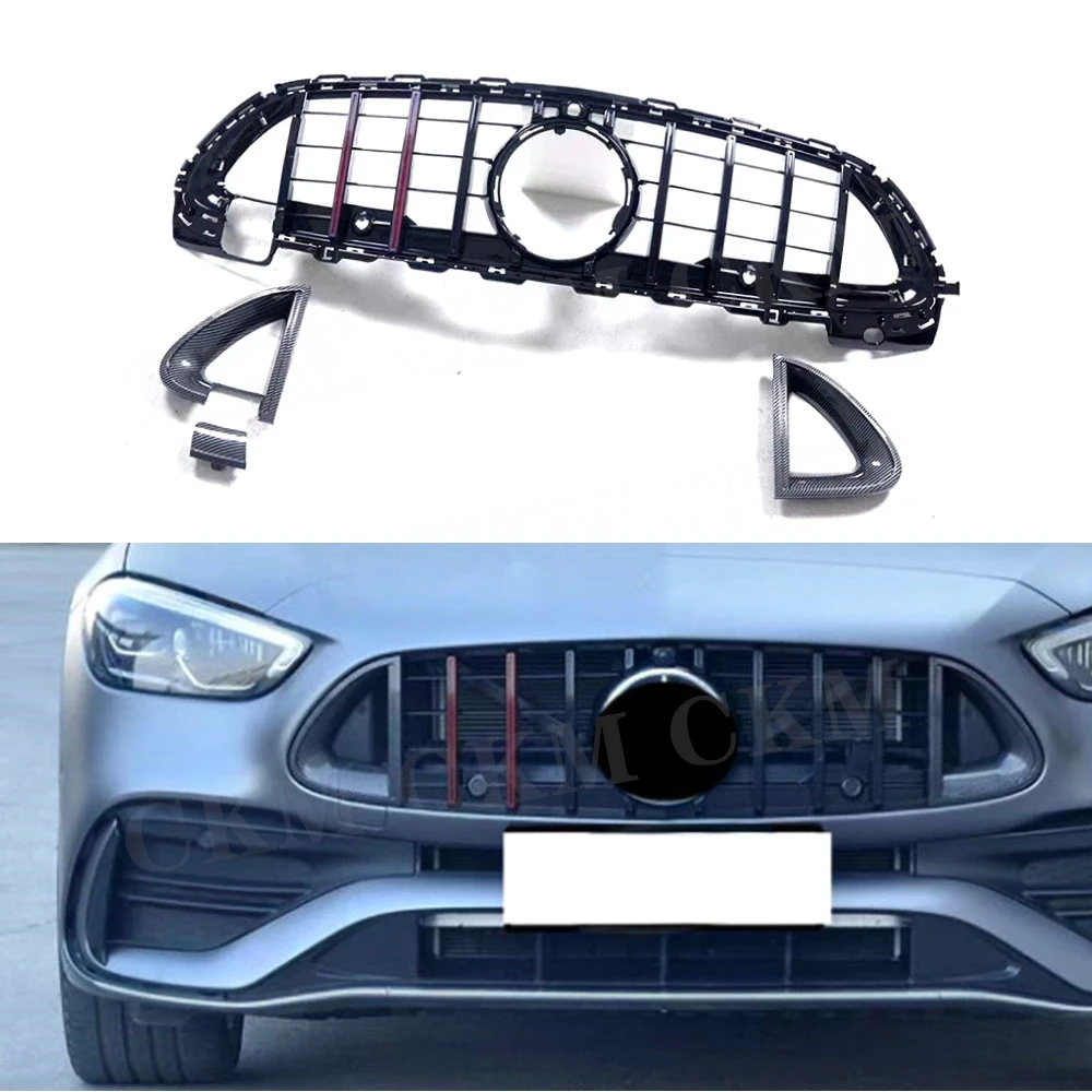 

Front Grill Grille Frame Upper Bumper Hood Mesh Car Parts Accessories For Mercedes BenZ C-Class W206 2022+ Racing Grills