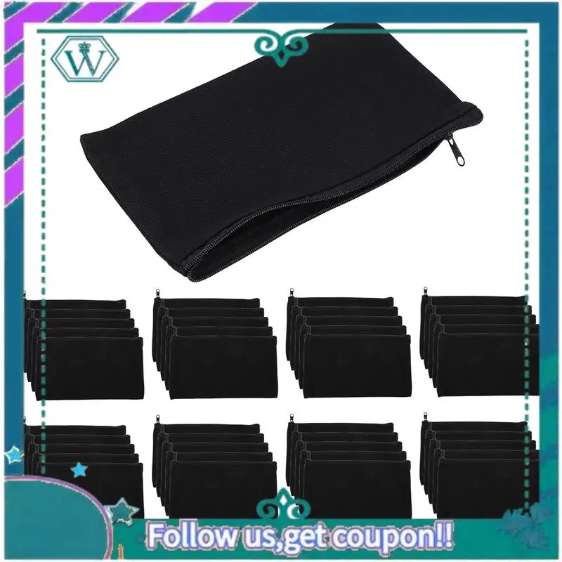 

Upgraded 40 Pcs Canvas Pencil Pouch Zipper Makeup Bags Blank Craft DIY Bags Multipurpose Toiletry Stationary Storage Bags