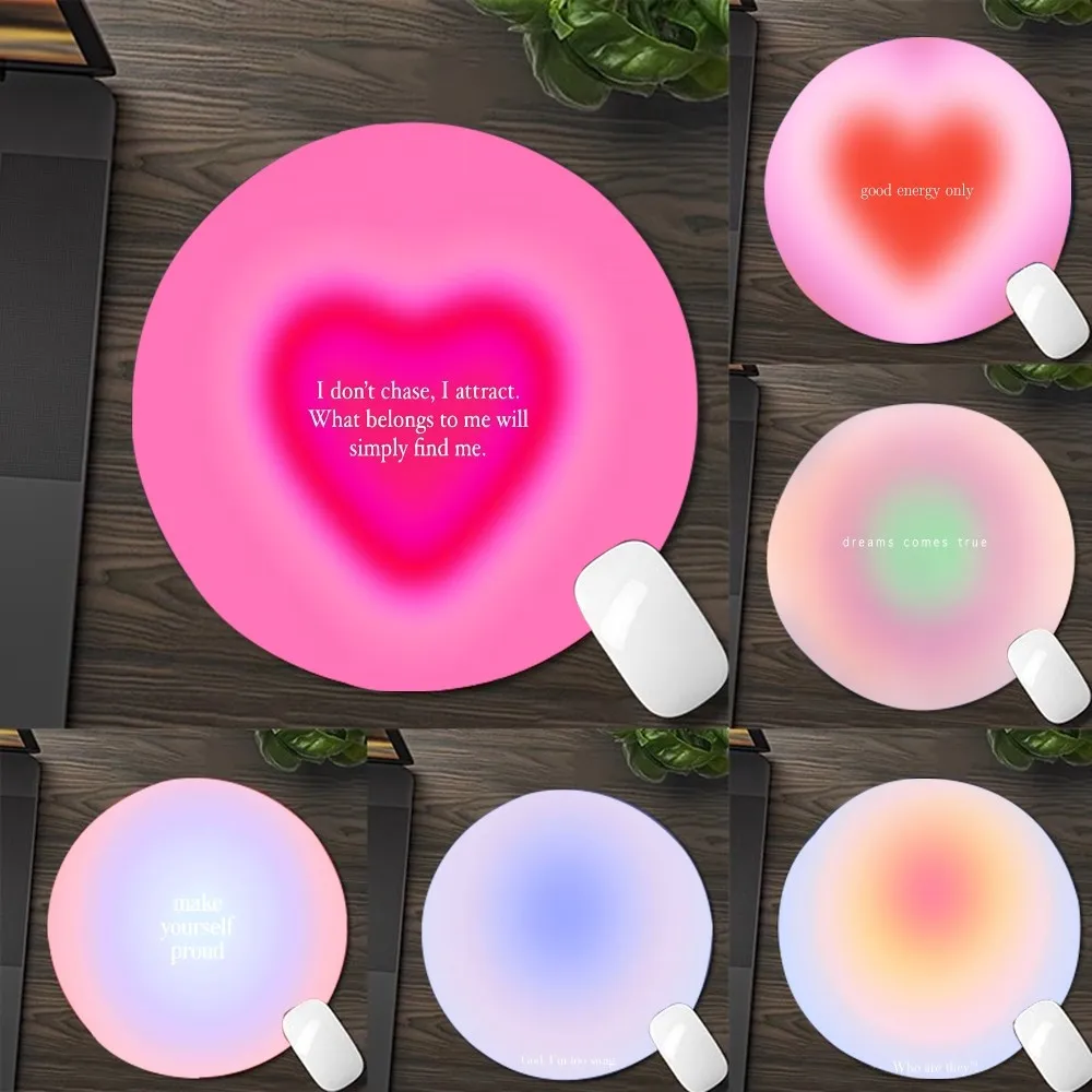 

Pink Aura Energy Mousepad DIY Round Thickened Mouse Pad Oversized Gaming Keyboard Table Mat Desk Set Accessories Desktop Mat