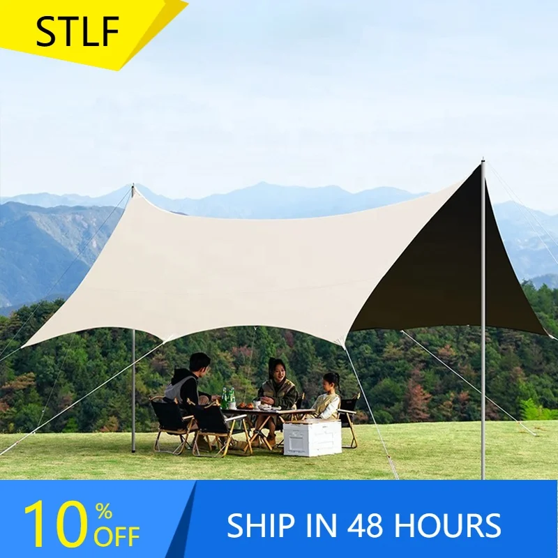 

STLF Large Black Coating Rain Fly Camping Tarp Waterproof Hexagonal Lightweight Backpacking Rain Tarp Shelter for Hiking Outdoor