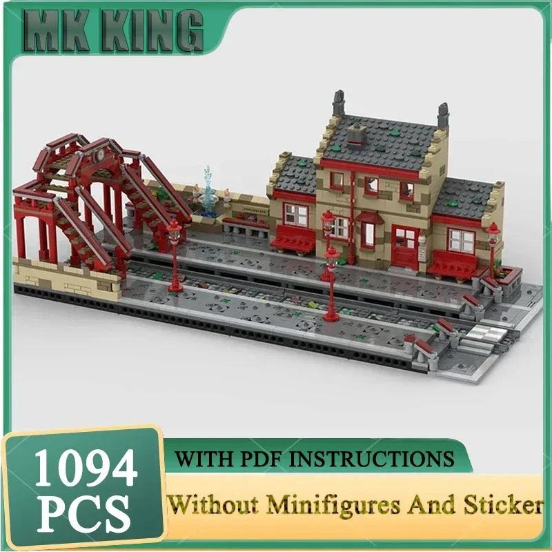 

Railway Station ModelMoc Building Block Hogsmeader Station Model Technology Brick DIY Assembly Modular City Street View Toy Gift