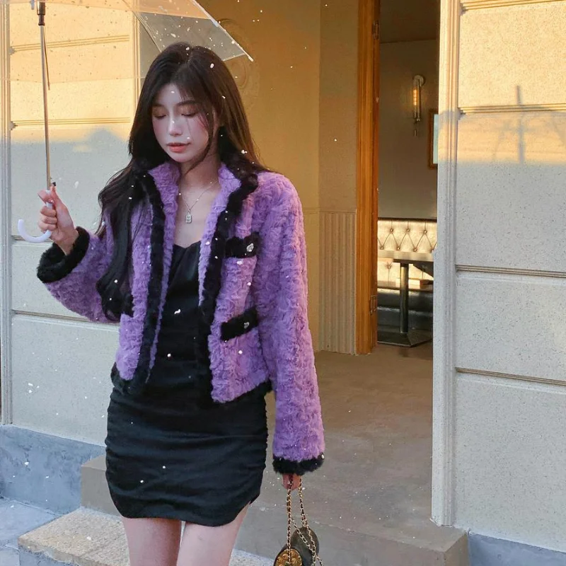 Jackets Women Elegant Winter Fashion Patchwork Trendy Design Lady Temperament Cozy All-match Casual Retro Style Korean Harajuku