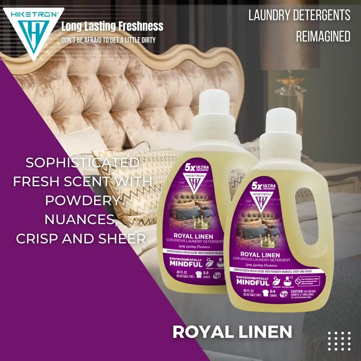 

5X Ultra Concentrated Long Lasting Scented Liquid Laundry Detergent Removes Tough Stains Machine Friendly Royal Linen