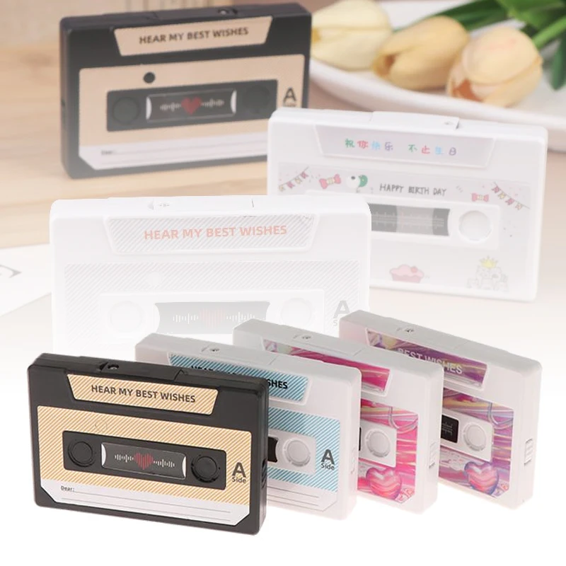 60-Sekunden-DIY-Audio-Voice-Recorder, Kassettenband-förmiges Aufnahmegerät, beschreibbare Grußkarte für Geburtstag, Valentinstag