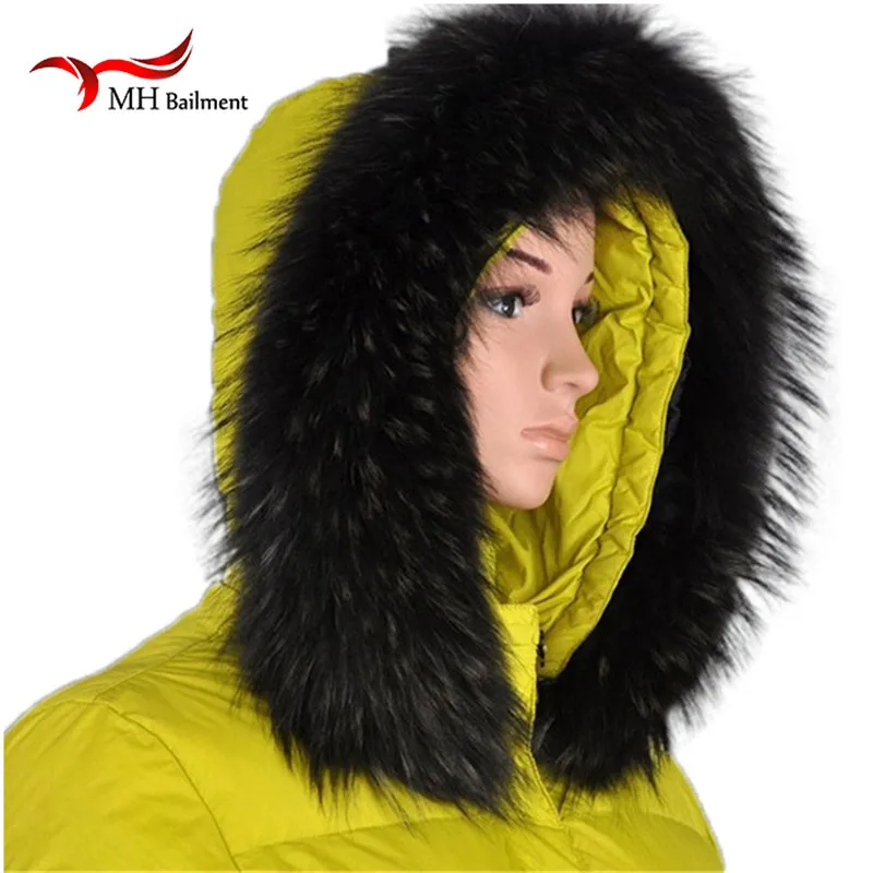 100% natural gola de pele de guaxinim inverno parka casaco de luxo quente senhoras cachecol genuíno preto homens quentes real pele de raposa xale