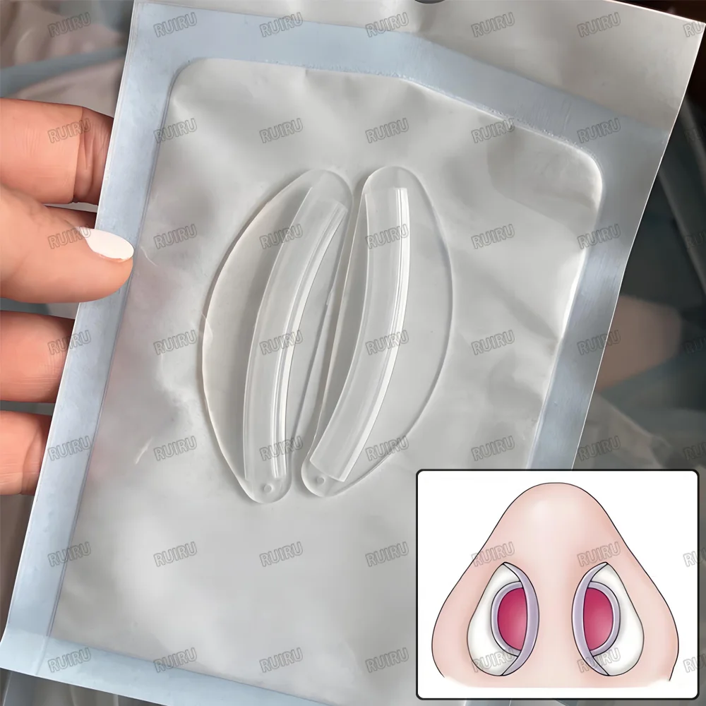 20Pcs Medical Septoplasty Silicone Nasal Splint Hospital Consumables Internal Nasal Airway Splint with Sterilization Plug Holder