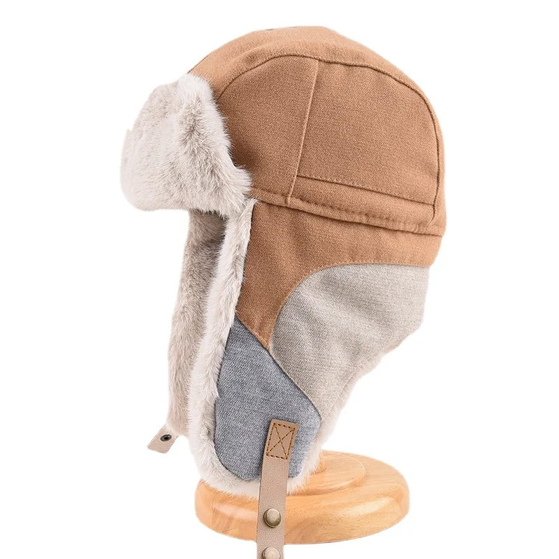 Winter Outdoor Hat Thickened Rabbit Hair Russian Hat Women Man Fur Ushanka Warm Ear Protection Bomber Cycling Skiing Earflaps